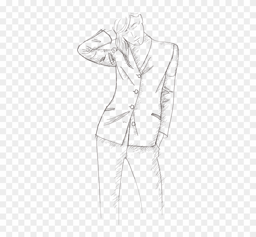 Blazer Drawing Ladies Suit - Sketch Clipart