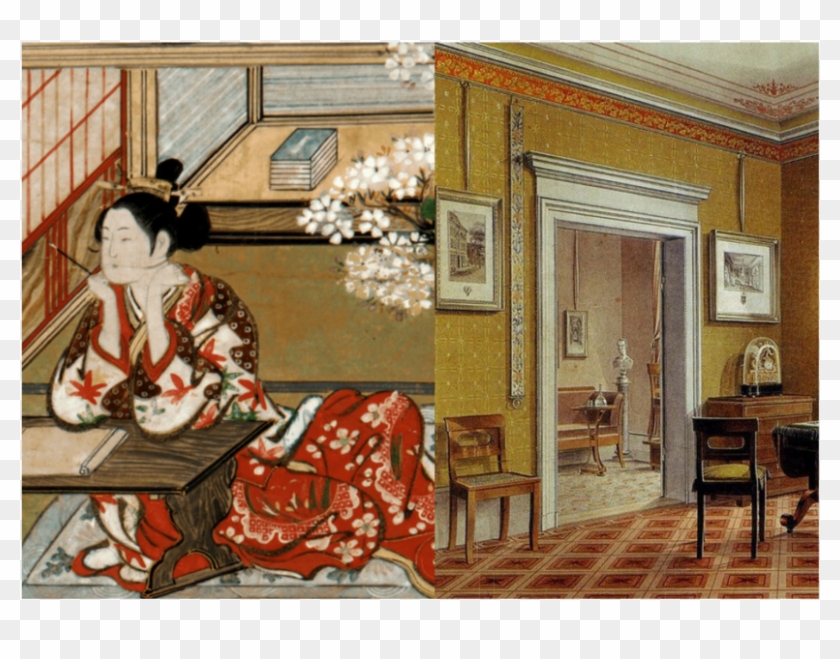 Painting From The Tale Of Genji And A 19th Century - Interiores Biedermeier Clipart #1460717