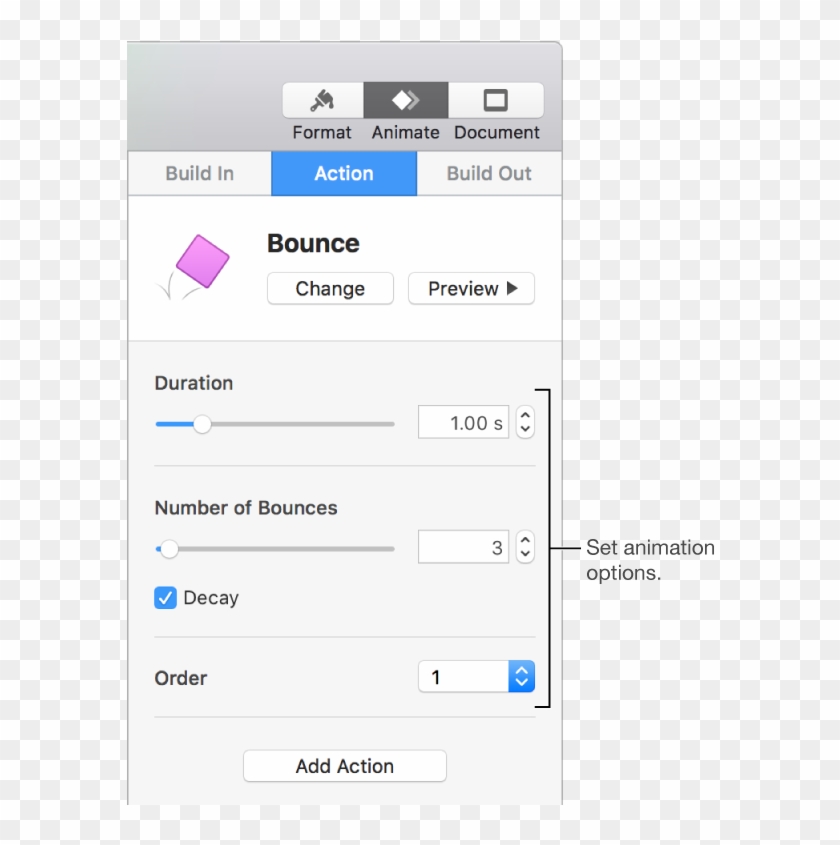 Action Controls In The Animate Section Of The Sidebar - Animar Objetos En Keynote Clipart