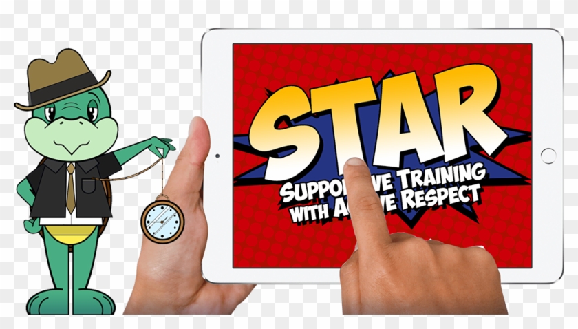 Graphic Of The Star Tortoise Holding A Timepiece And - Cartoon Clipart