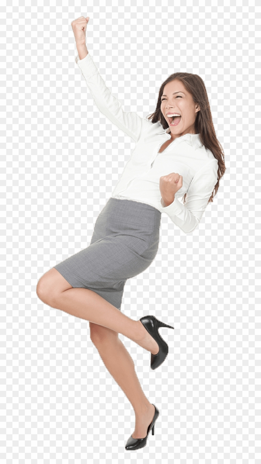 Happy Business Girl Website Designer - Excited Business People Png Clipart