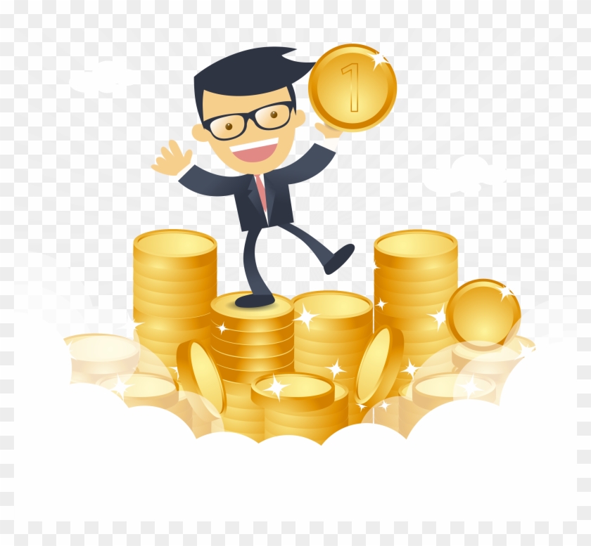 Cartoon Happy Businessman With Money Vector Clipart