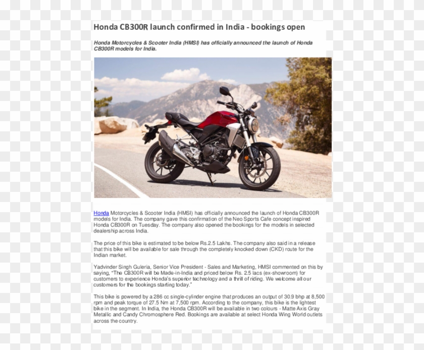 Pdf - Honda Cb 300r Price In India Clipart #1467099