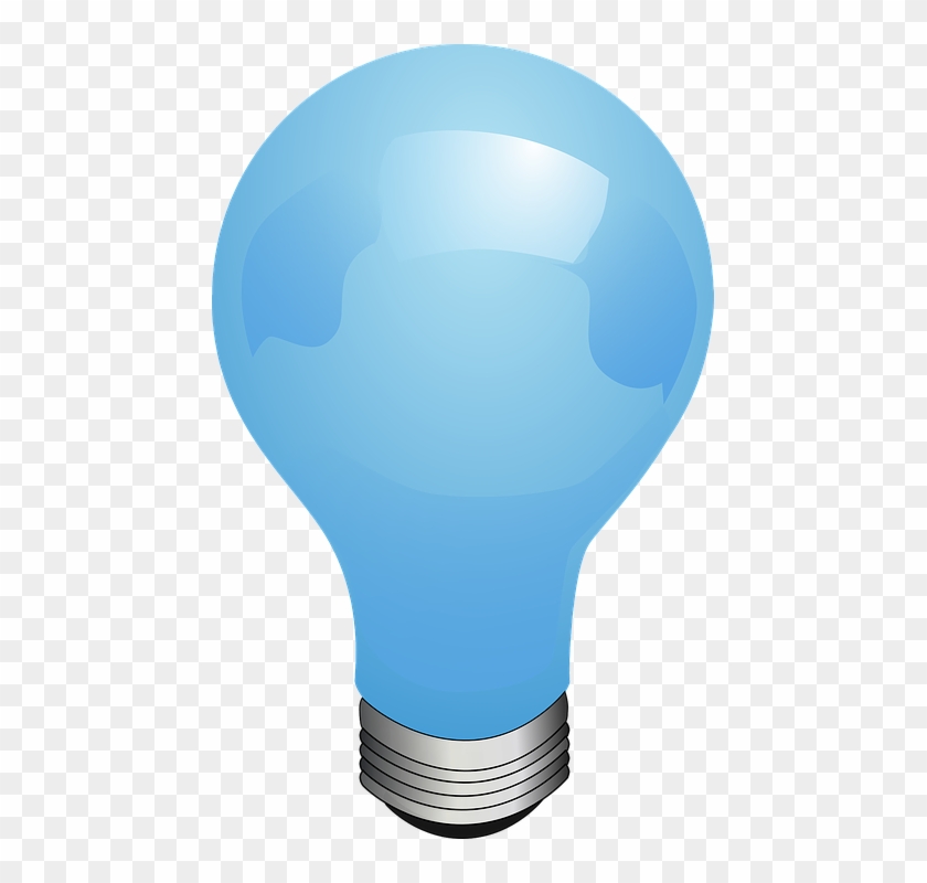 Electric Bulb Transparent Background - Blue Light Bulb Clipart - Png Download