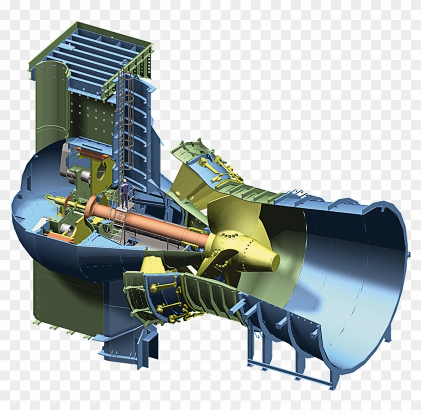 Schematic 3d-drawing Of Bulb Turbine For Hpp Iffezheim, - Bulb Turbine Clipart