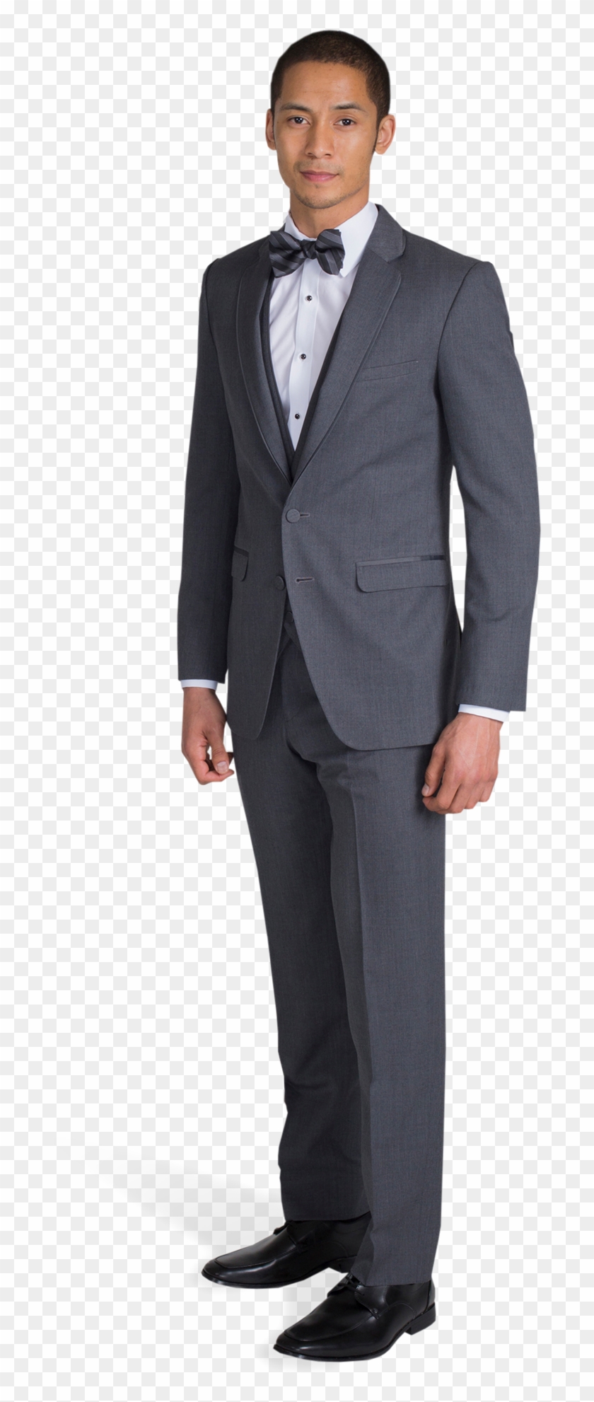 Charcoal Gray Notch Lapel Suit - Midnight Blue Double Breasted Suit Clipart #1467831