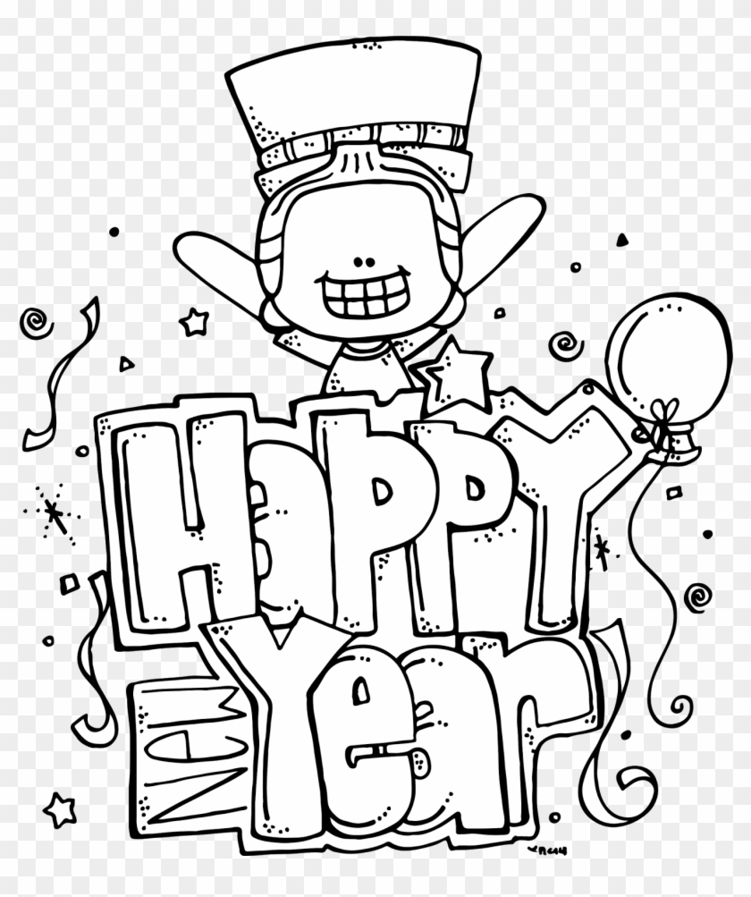 Melonheadz Illustrating Happy New Year Freebie - New Year 2019 Coloring Pages Clipart