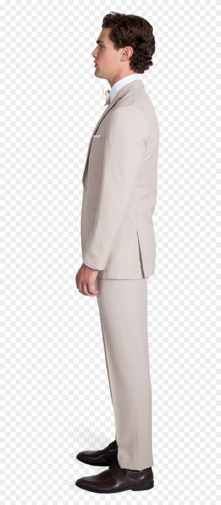Tan Notch Lapel Suit - Men Png Side View Clipart
