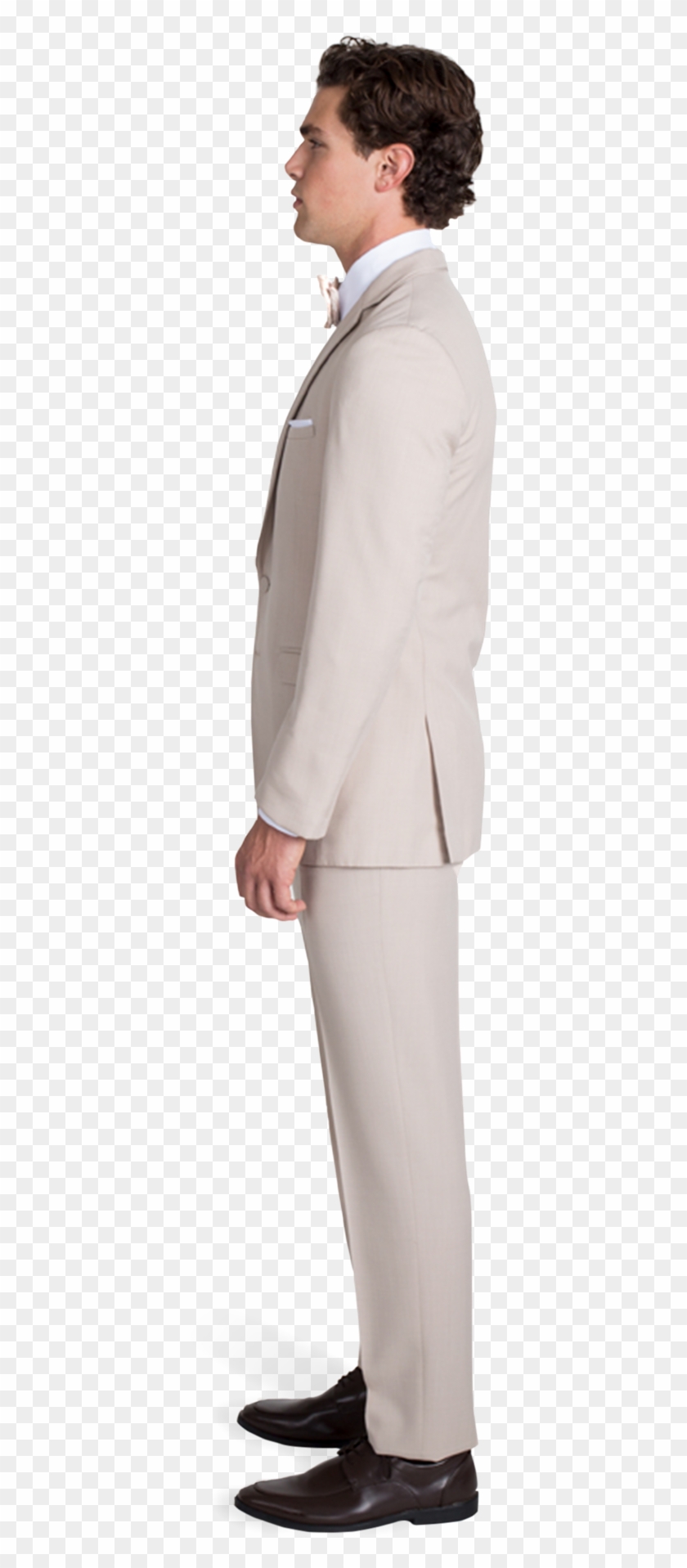 Tan Notch Lapel Suit - Men Png Side View Clipart #1468923
