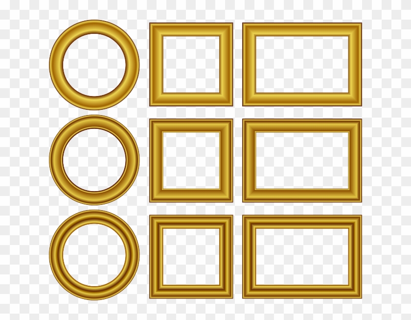 Square & Round Frame With Golden Border - Gold Frame Vector Free Clipart