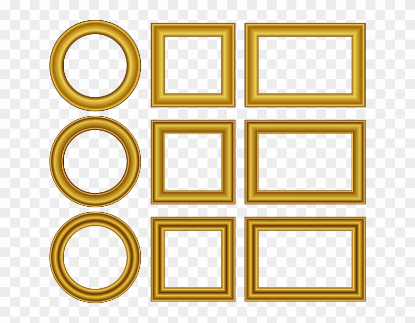 Square & Round Frame With Golden Border - Gold Frame Vector Free Clipart #1469638