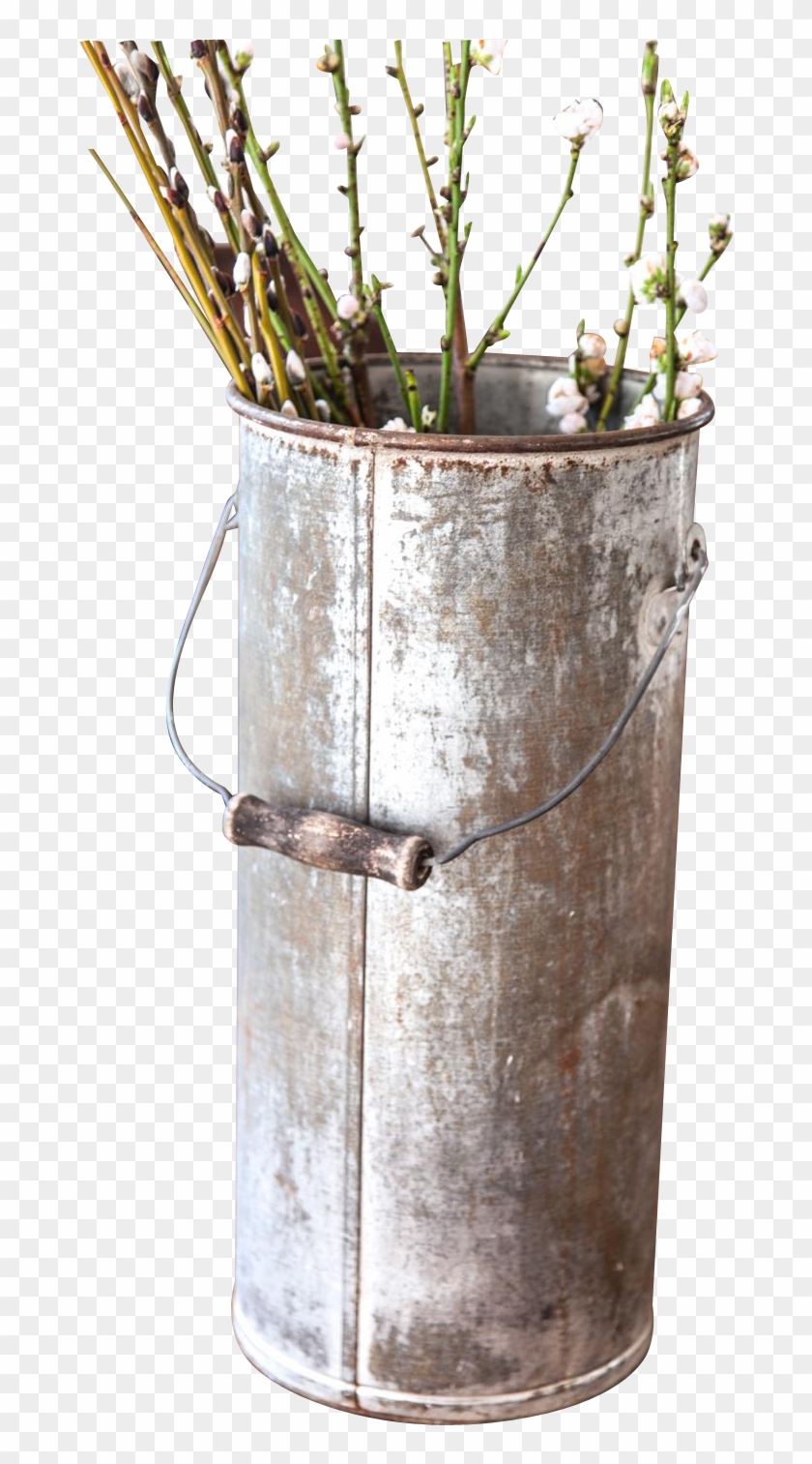 Vintage Galvanized Tall Florist Pail - Transparent Shabby Chic Vase Png Clipart #1469942
