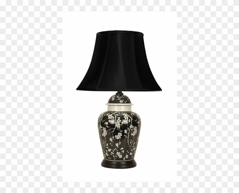 Elegant, Black, Hand Painted Temple Jar Ceramic Table - Lampshade Clipart #1470112