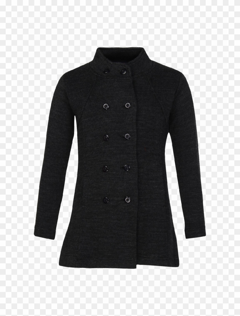 Black Winter Jacket For Women Png Photo - Black Textured Wool Coat Clipart