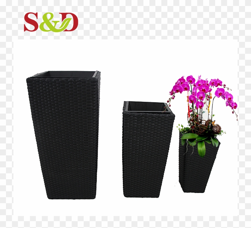 Decoration Rattan Woven Stand Metal Bucket Flower Pot - Flowerpot Clipart #1470495