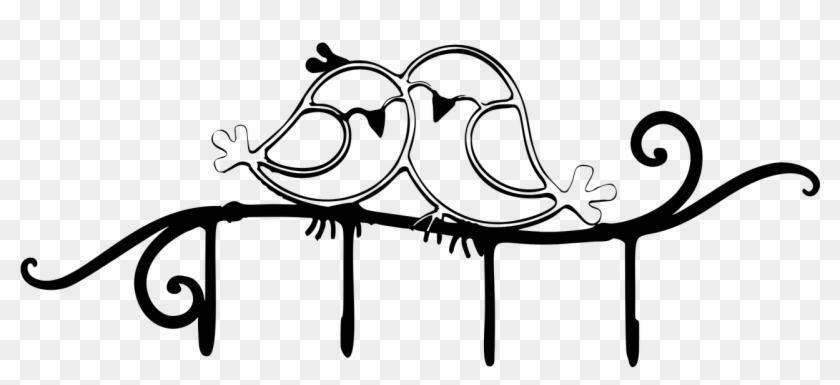 Love Birds Animals - Love Birds Black And White Clipart #1470521