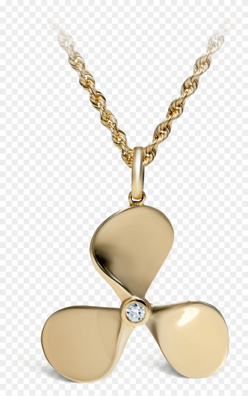 Yellow Gold Diamond Captain Propeller Pendant - Gold Necklace With Propeller Pendant Clipart