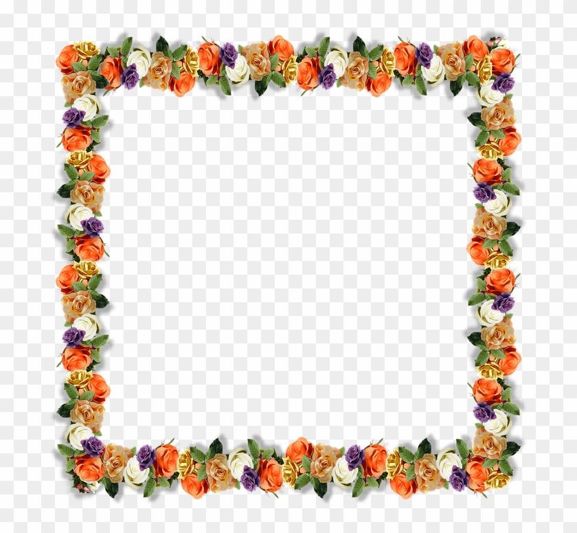 Floral Border Frame 3d Shadows Petals Roses - 3d Flower Border Design Clipart #1473127