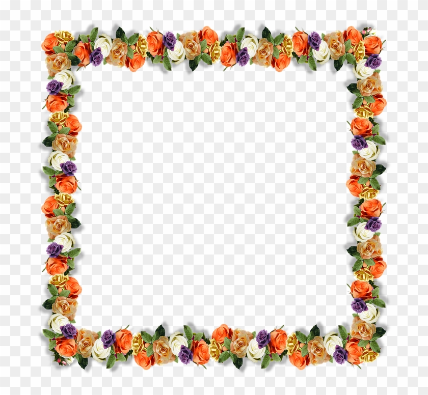 Floral Border Frame 3d Shadows Petals Roses - 3d Flower Border Design Clipart