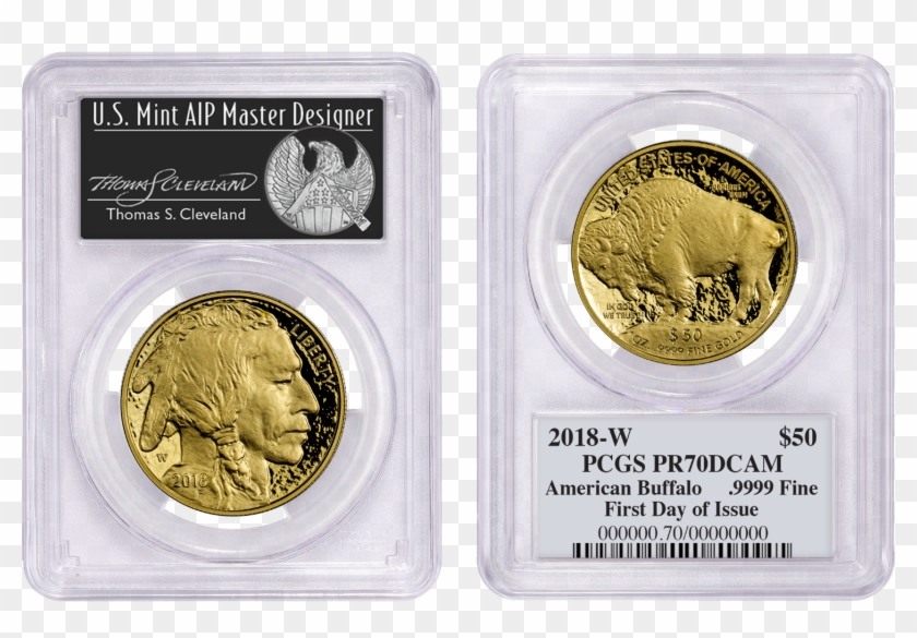 2018-w 1 Oz Gold Buffalo Proof $50 Pcgs Pr70 First - Quarter Clipart #1473578