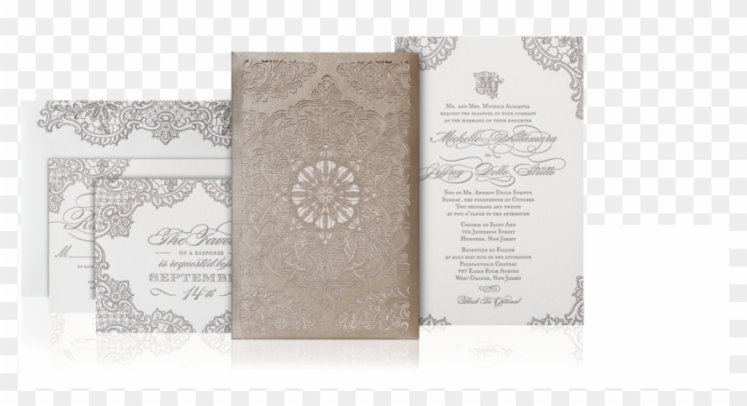 Lace Laser Cut Wedding Invitation Suite - Laser Cut Wedding Invitation Suites Clipart #1473643