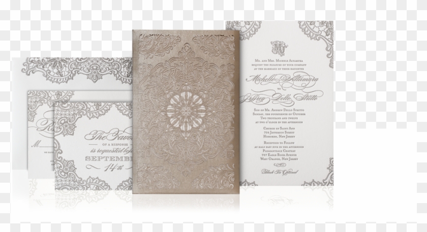 Lace Laser Cut Wedding Invitation Suite - Laser Cut Wedding Invitation Suites Clipart