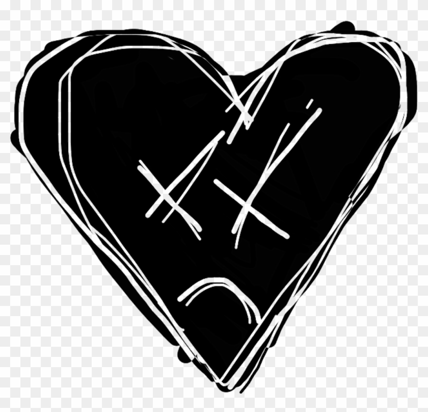#heart #creepy #sad #scribble #brokenheart #emo #aesthetic - Aesthetic Broken Heart Black Clipart #1474340