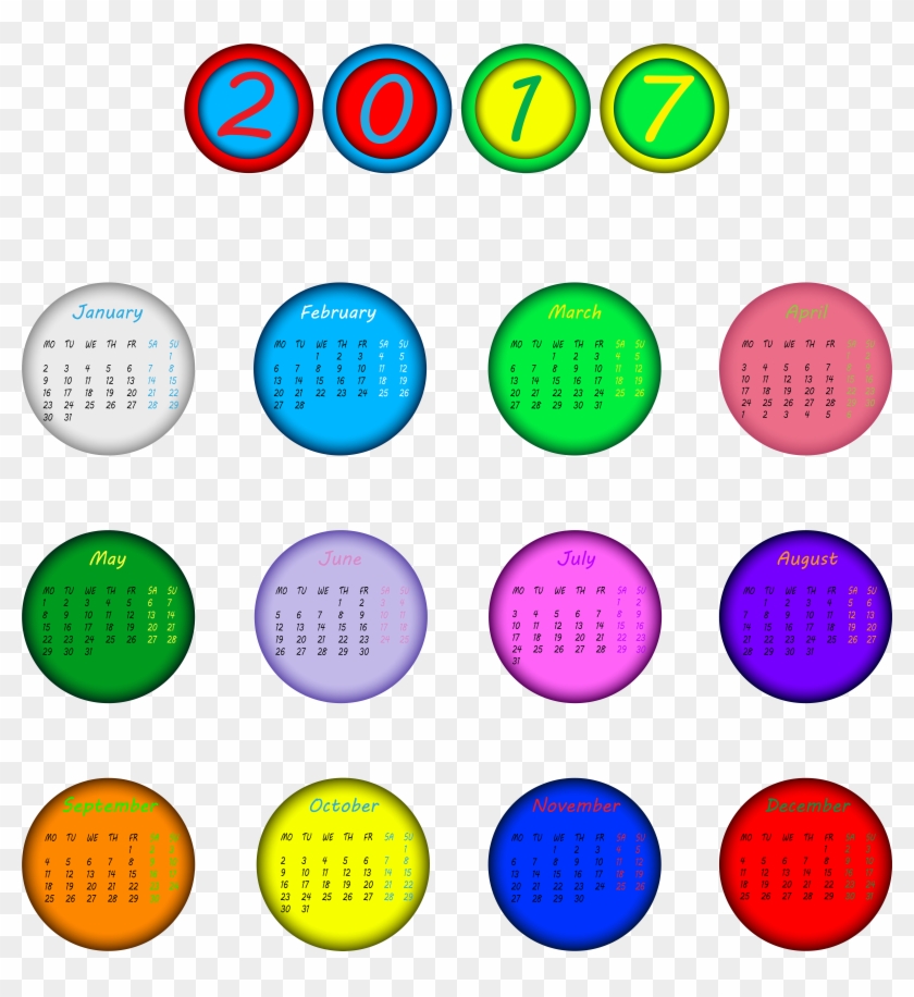 2017 Multicolored Calendar Transparent Png Clip Art #1476196