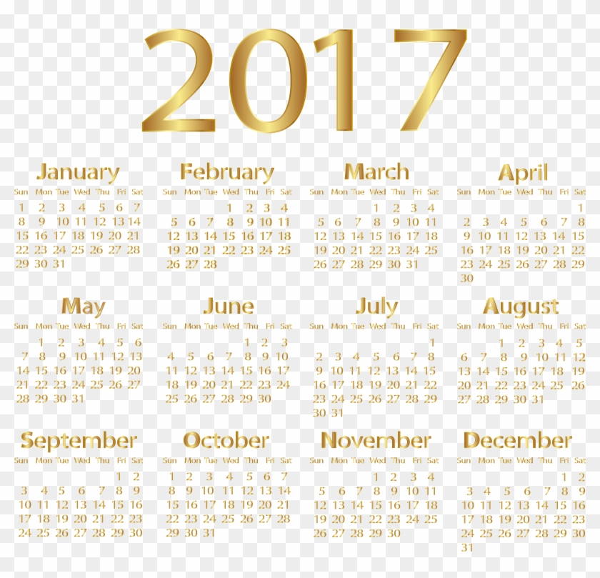 2017 Gold Calendar Png Transparent Clip Art Image #1476358