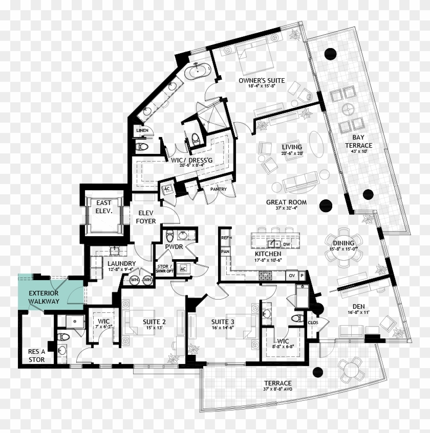 Avant - Transparent Floor Plan Png Clipart #1477955