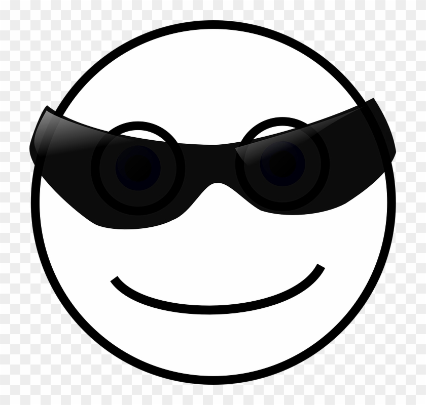 Drawn Spectacles Smiley Face - Cool Smiley Black And White Clipart #1483040