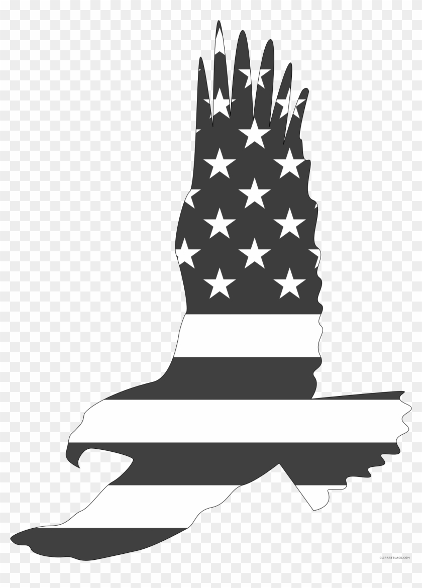 American Eagle Animal Free Black White Clipart Images - American Flag Eagle Clip Art - Png Download #1484703