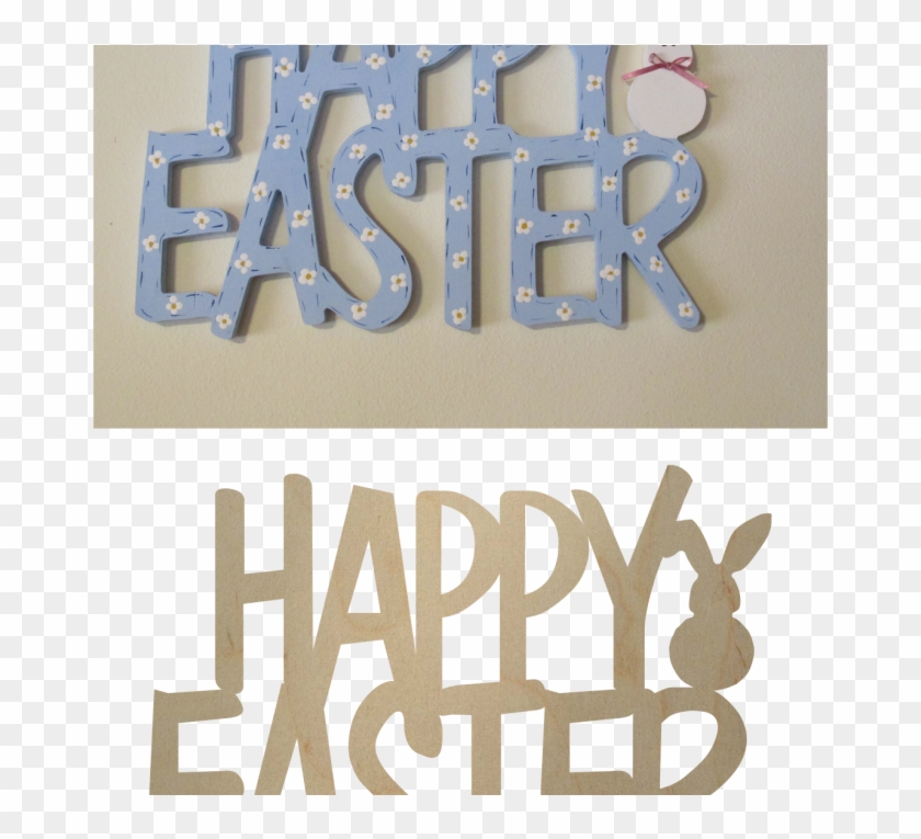 Happy Easter W Bunny Sign - Calligraphy Clipart #1486841