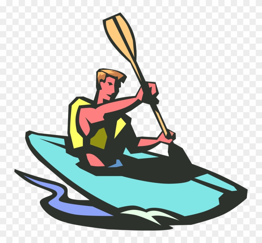 Png Free Stock Kayaker Kayaks Rapids With Paddle Vector - Kayaking Clipart Transparent Png #1489117