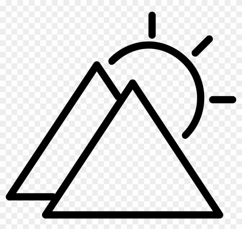 Sunny Day Symbol Outline With Triangular Mountains - Simbolo De Una Montaña Clipart