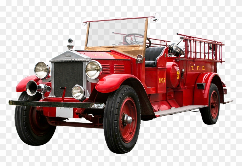 Vehicle Traffic Fire Fire Truck Isolated Oldtimer - Vintage Fire Truck Front Clipart - Png Download #1489574