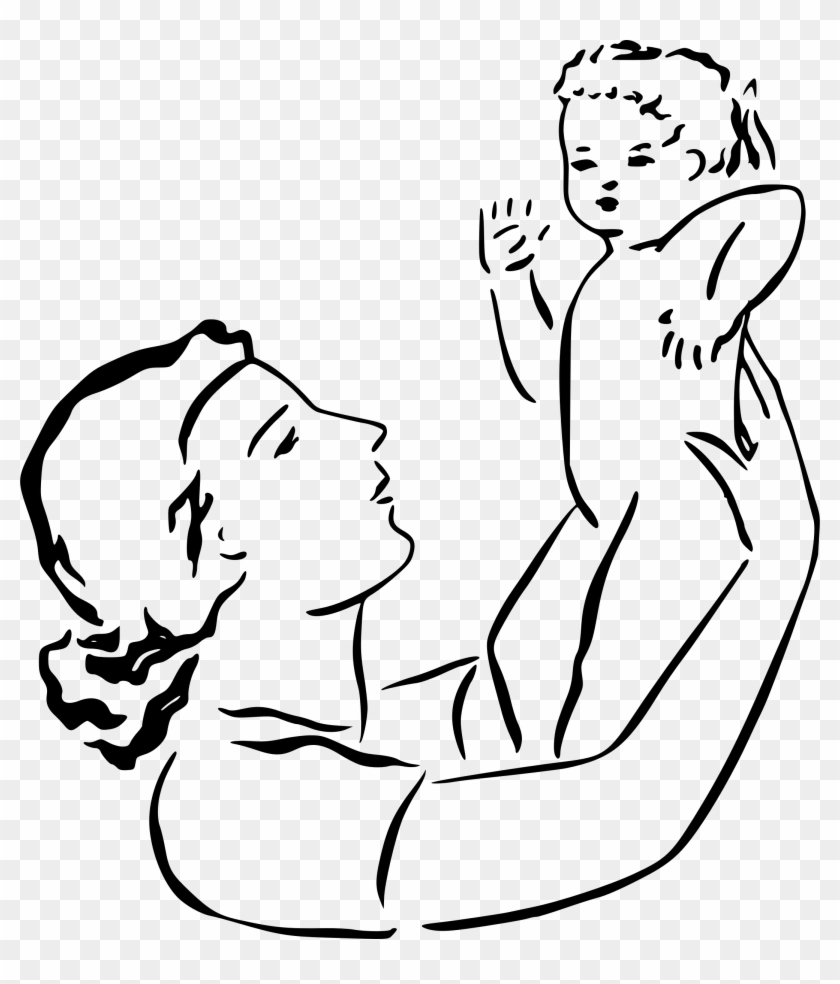 Mother And Baby Clipart Black And White - Mother And Baby Images Black And White - Png Download