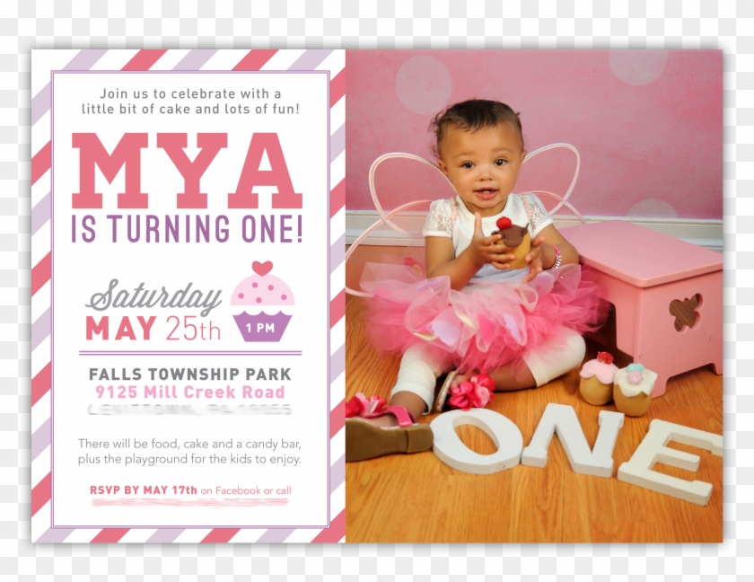 Invitation For 1st Birthday Party Girl With Additional - First Birthday Facebook Invitation Clipart #1492885