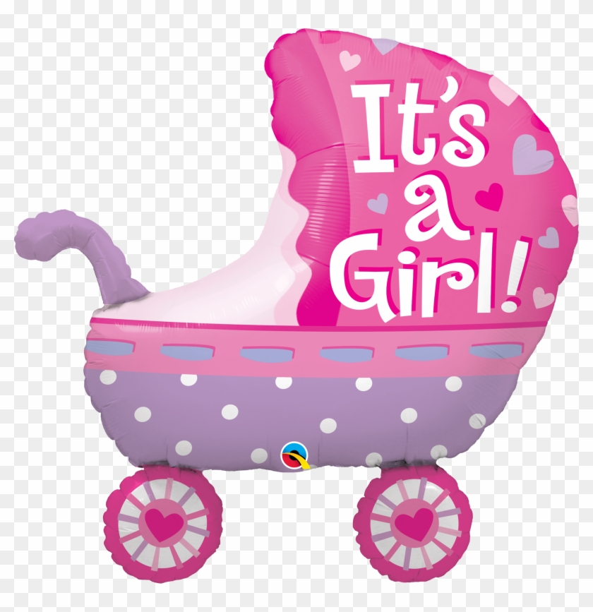 35" Shape Packaged It's A Girl Baby Stroller - It's A Girl Balloon Clipart #1493377