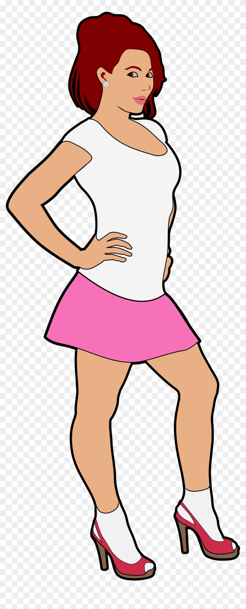 Clipart Cheerful Girl Outline Colored - Pretty Girl Clipart Transparent - Png Download #1493627