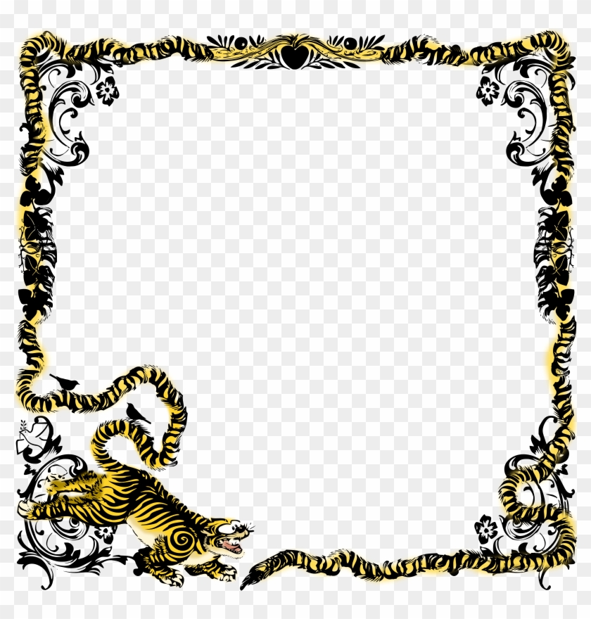 Tiger Paw Print Clip Art Border - Tiger Frame - Png Download #1494237