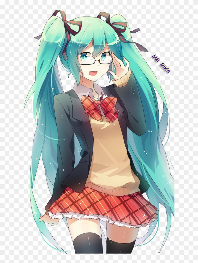 Vocaloids Images Smart School Girl Miku Hd Wallpaper - Hatsune Miku Wearing Glasses Clipart #1496123