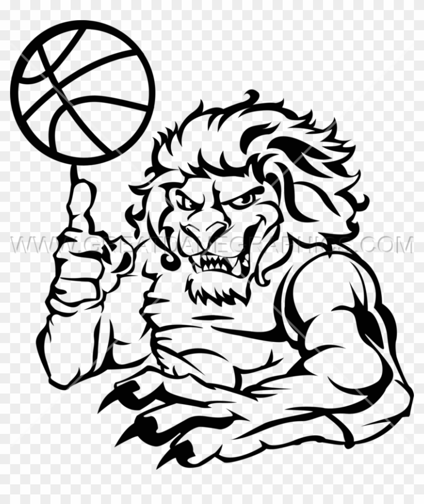 Basketball Lion - Lion Drawing With Basketball Clipart #1496184