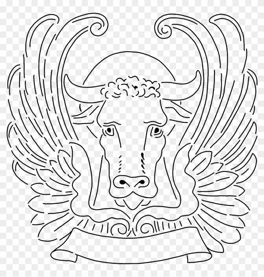 Free Black Outline Stencil Clip Art - Bull - Png Download