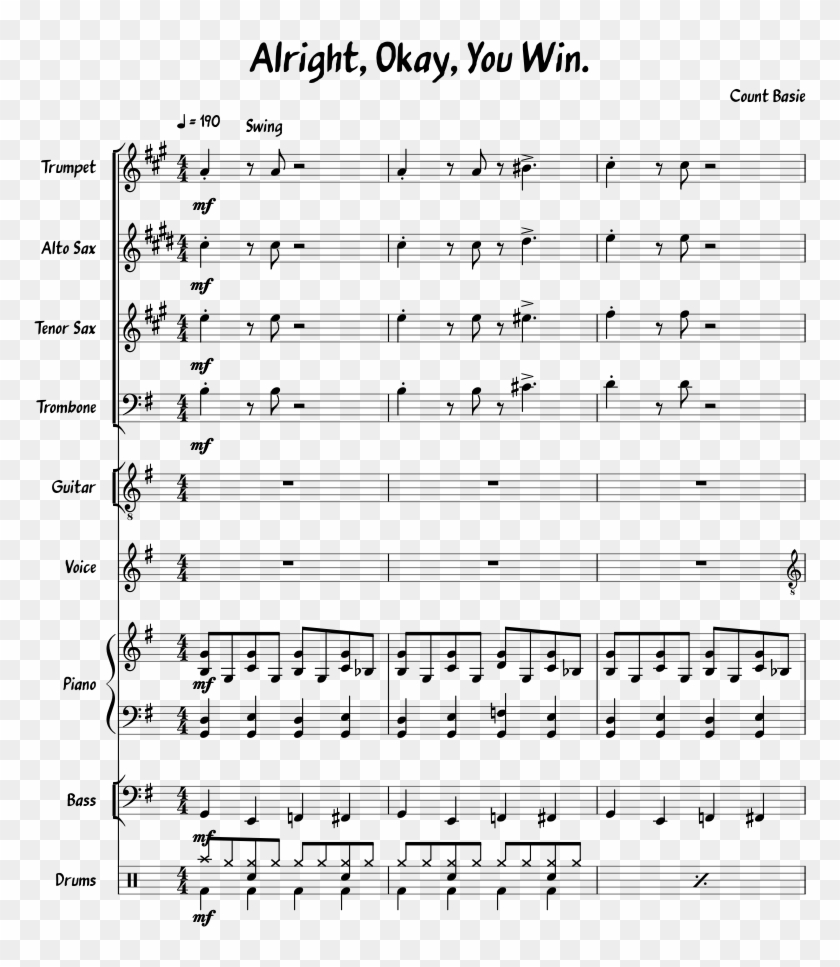 Alright, Okay, You Win - Sheet Music Clipart