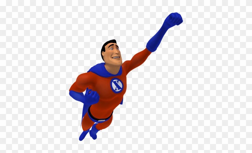 Classic Superhero Is Flying To The Rescue - Cartoon Clipart