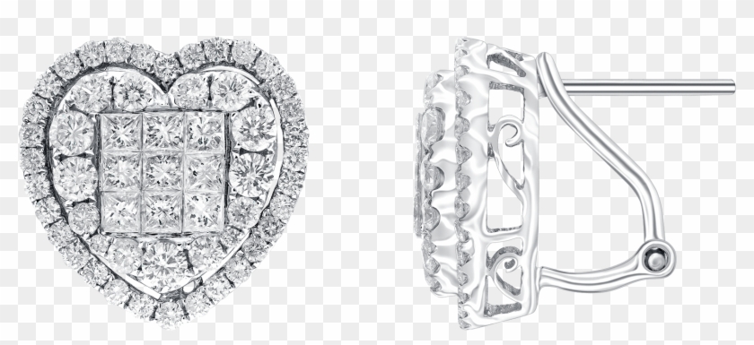 Round, Princess Diamond - Earrings Clipart #1498738