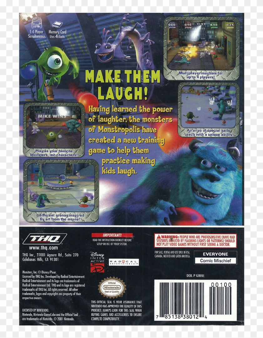 Monsters Inc Back - Monsters Inc The Game Clipart