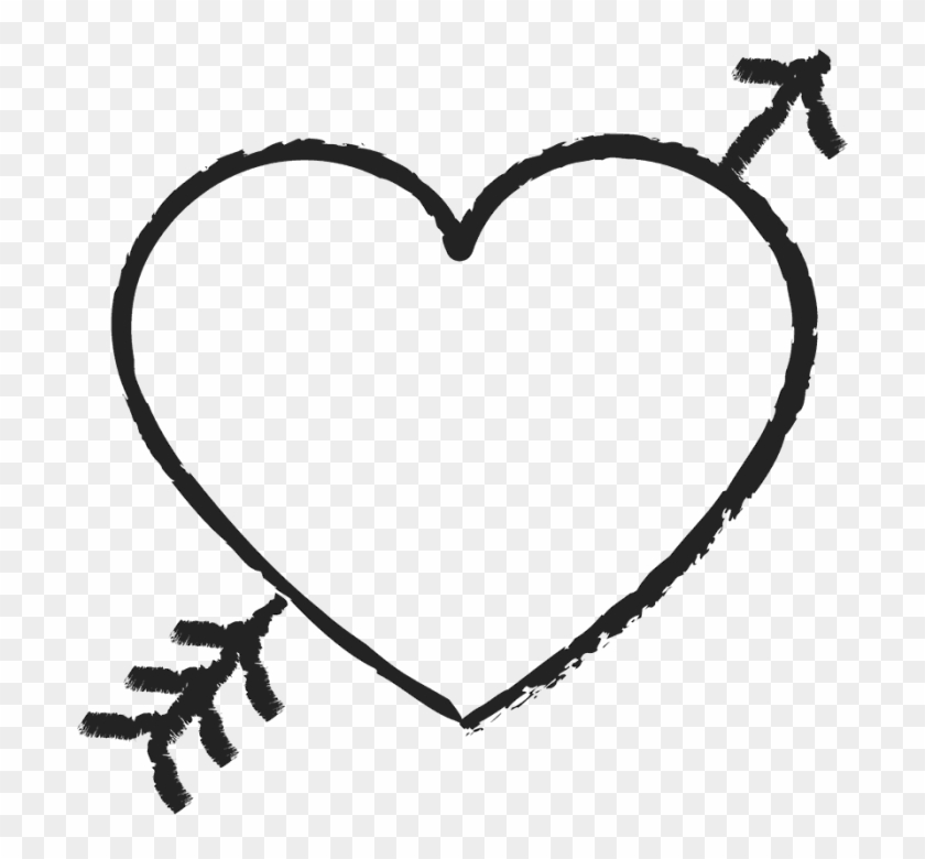 Cute Arrow Heart Png - Black And White Heart And Arrow Clipart