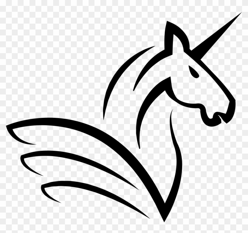Unicorn Horse Head With A Horn And Wings Comments - Black Unicorn Png Vector Hd Clipart